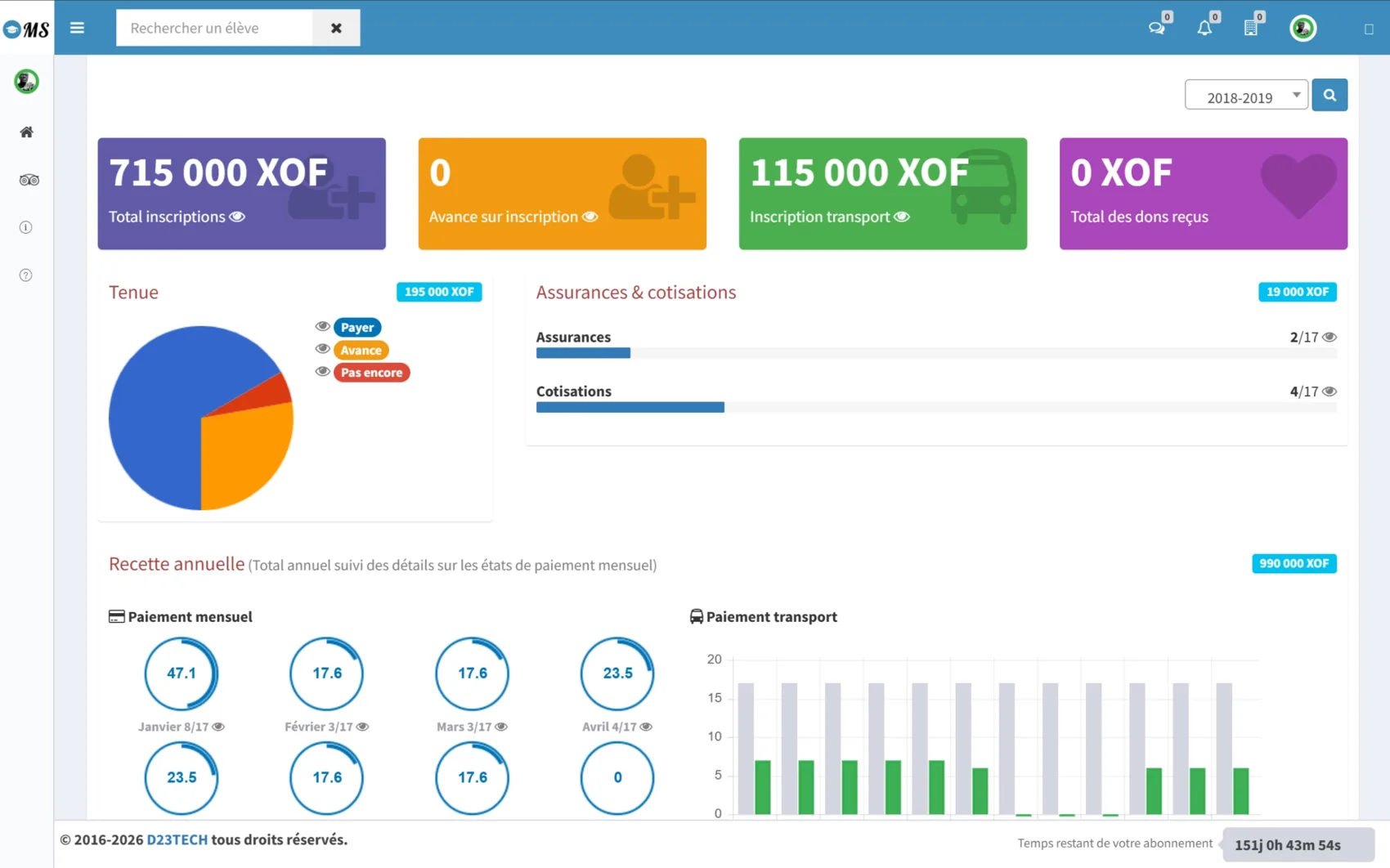 Capture My-Scool - suivi des paiements