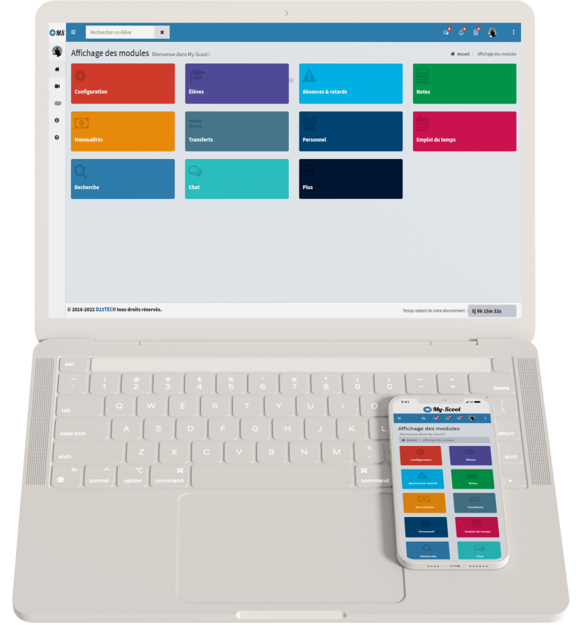 My-Scool présenté sur ordinateur et smartphone